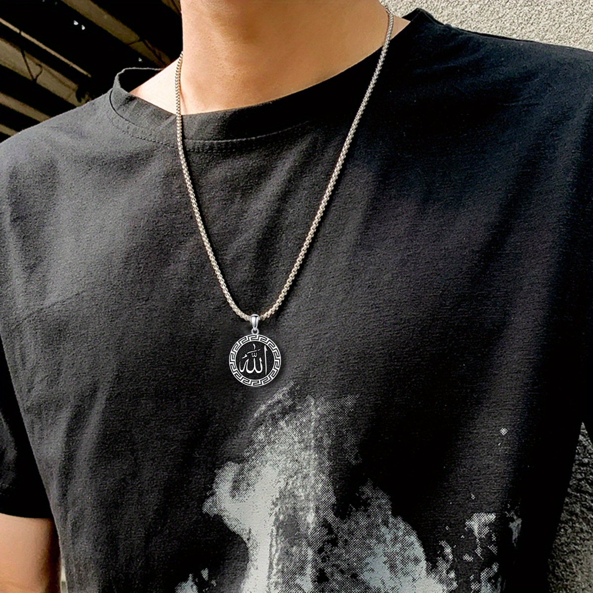 Unisex 925 Sterling Silver Allah Pendant Necklace